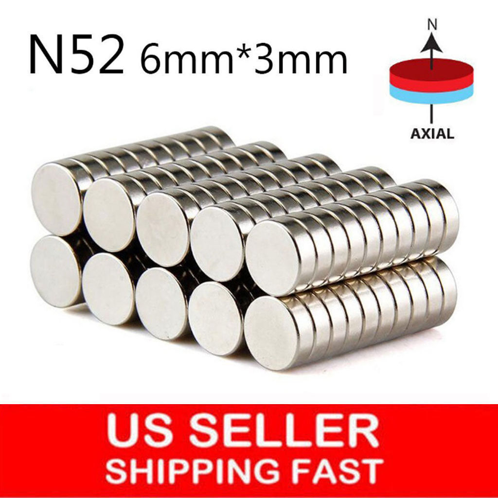 20 50 100 200pc 6mm x 3mm 1/4″x1/8″ N52 Strong Disc Rare Earth Neodymium Magnet