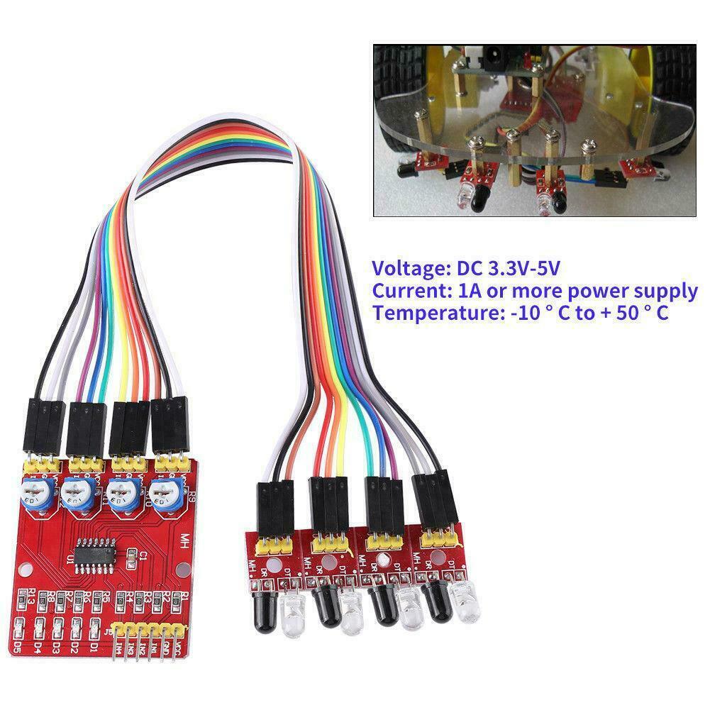 4-Channel Infrared IR Line Tracking Detection Sensor Module Smart Car Arduino
