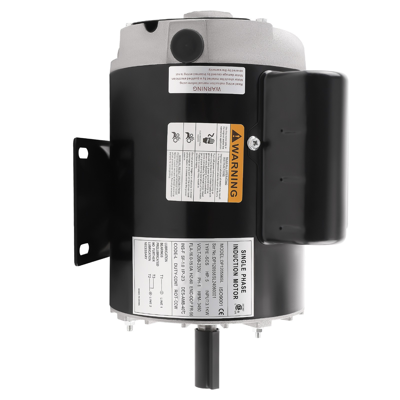 5HP Air Compressor Electric Motor 230V 15 Amps 3450RPM 5/8″ Keyed Shaft 60 Hz