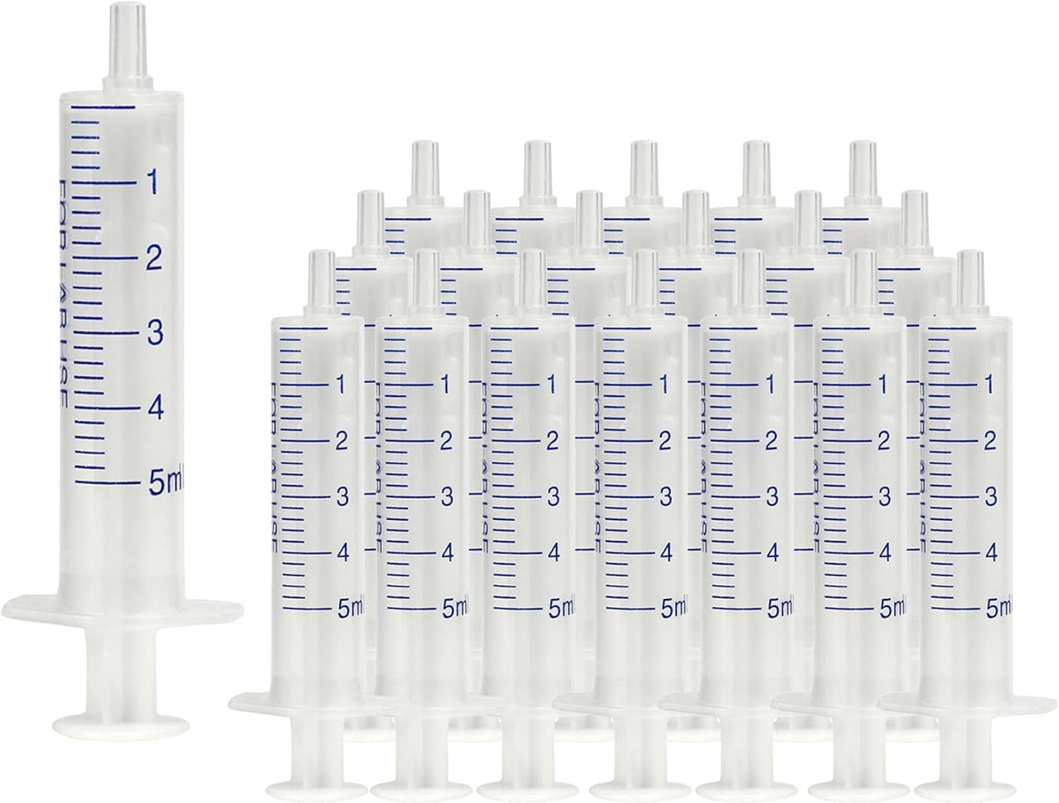 20 PCS 5 ml Plastic Syringe with Measurement, Slip Tip and No Rubber Plunger Sma