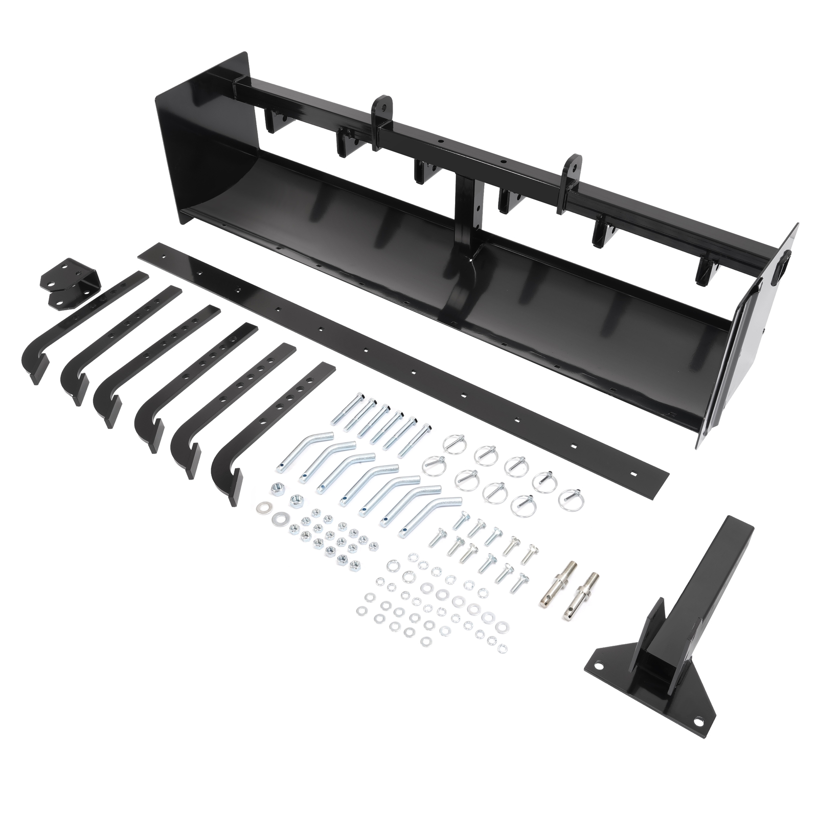 Powder Coated Steel 55″ Box Blade Scraper W/6 Scarifier Shank For Cat 0 Cat 1