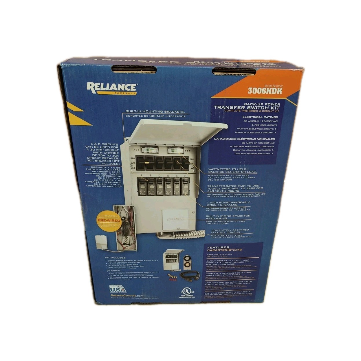 Reliance Controls Backup Power Transfer Switch Kit 3006HDK NEW !!!