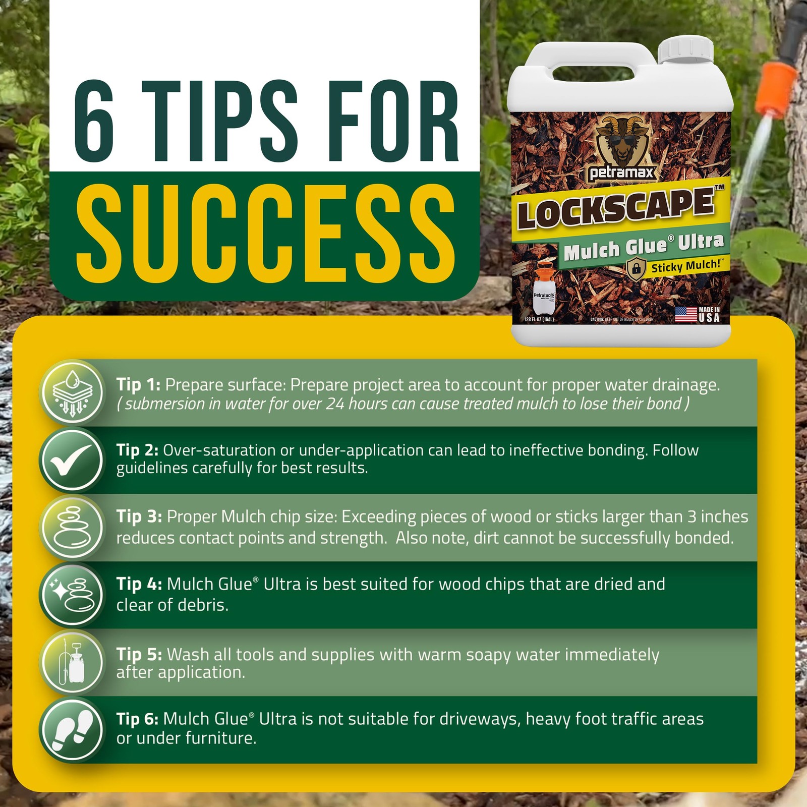 Lockscape Sticky Mulch Glue for Landscaping 1 Gallon – Lasts Up to 2 Years,