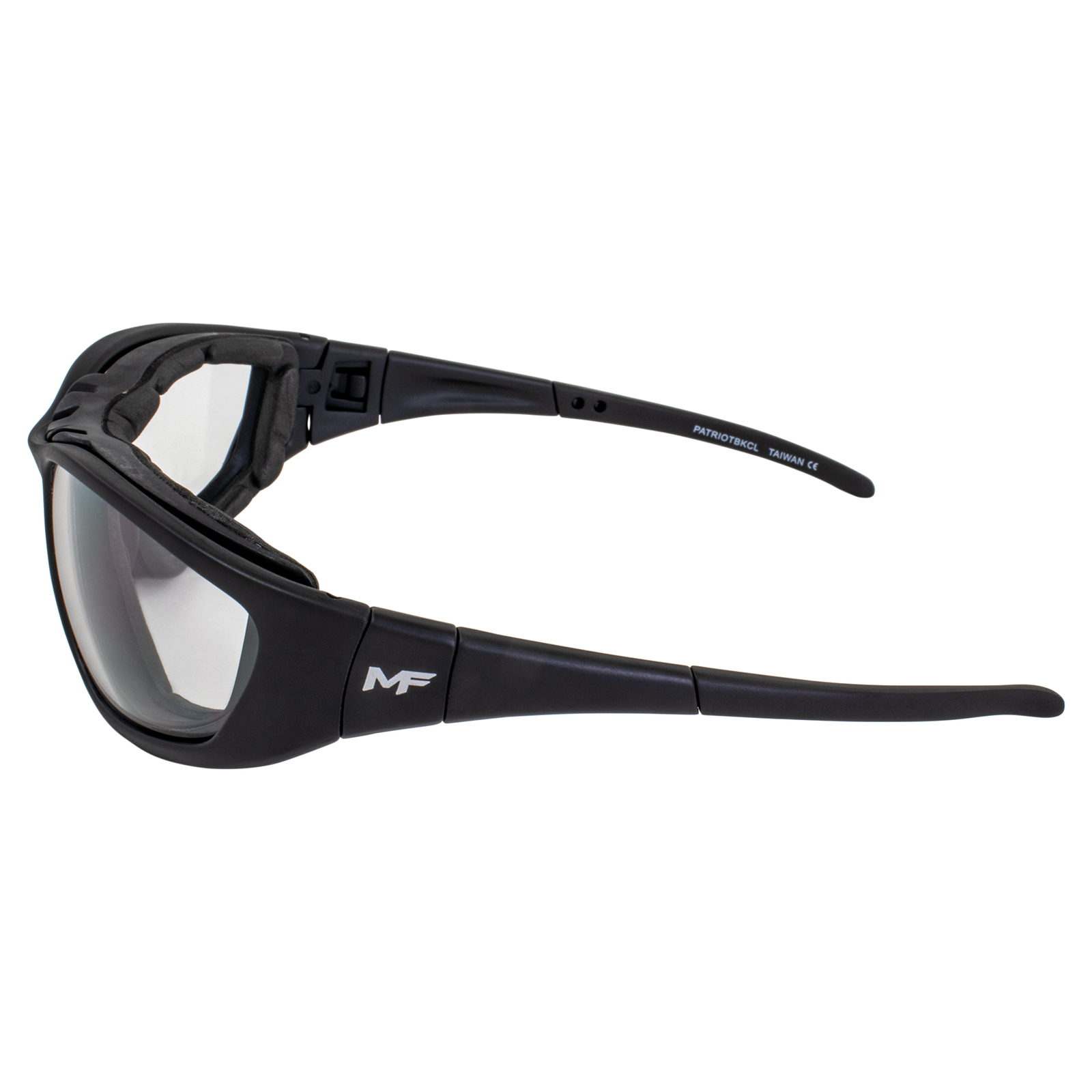 MF Eyewear Patriot Padded Motorcycle Riding Safety Glasses Black w/Clear Lens