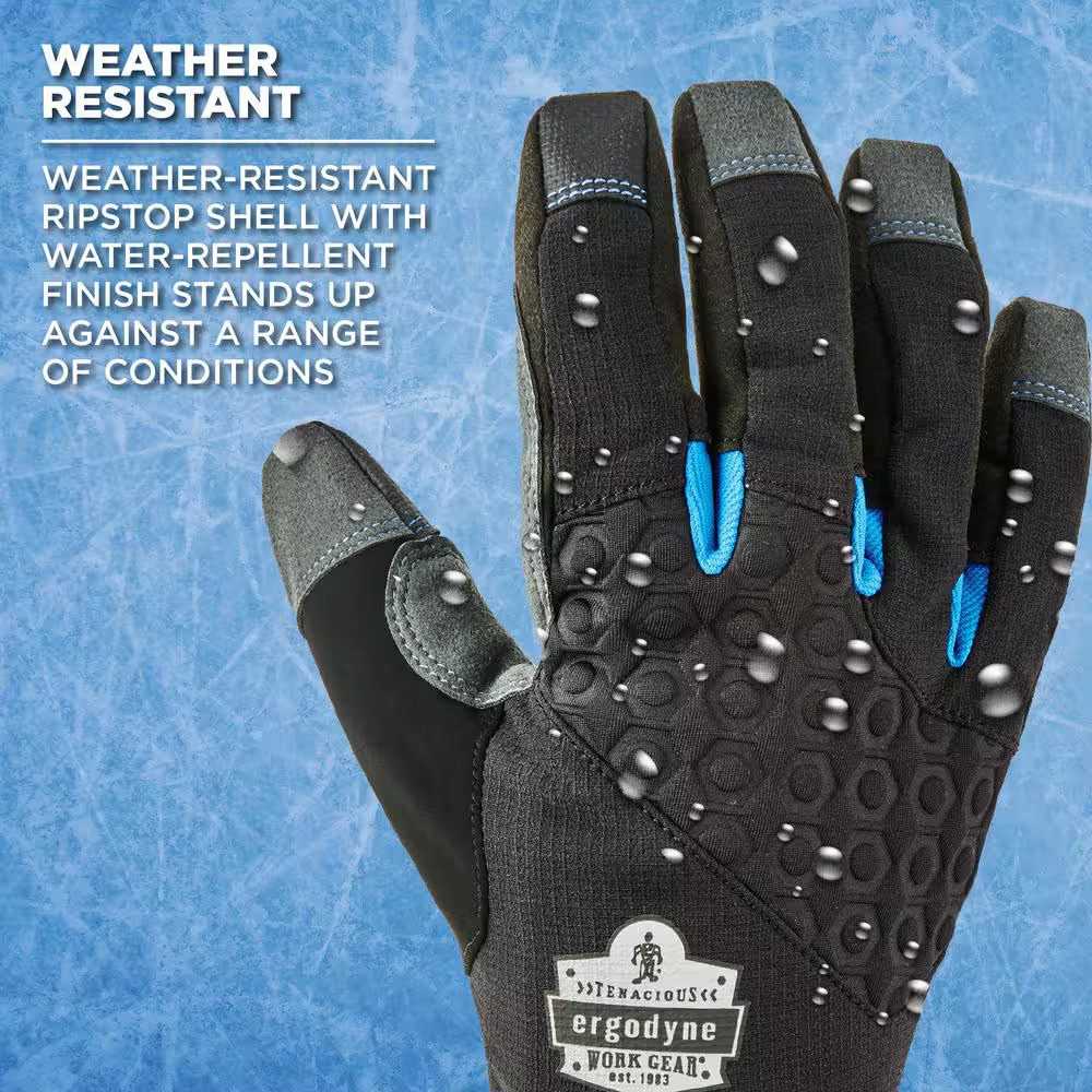 Proflex 817 Medium Black Reinforced Winter Work Gloves