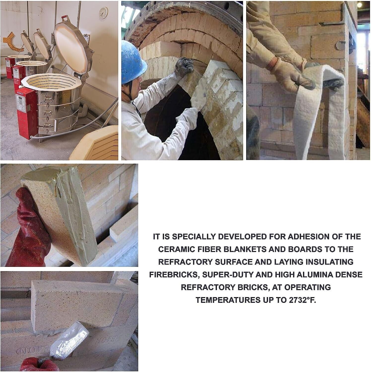 4 lbs Wet Refractory Mortar 2700F For Ceramic Fiber Firebrick Forge Kiln
