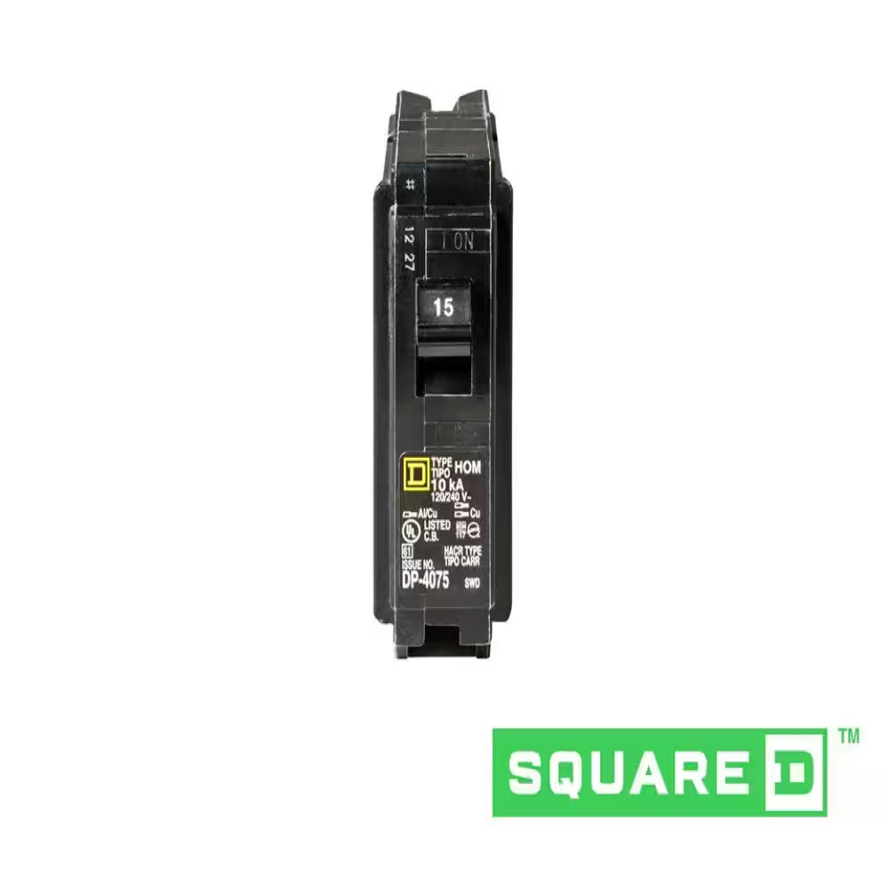 Homeline 15 Amp One-Pole Circuit Breaker HOM120CP, Square D Breakers 120/240 VAC
