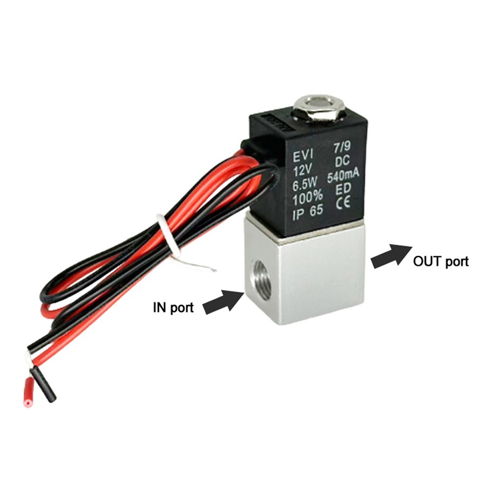 Pre-wired 12V DC Pneumatic Solenoid Valve 2 Way 2 Position Lead Wires + Fittings