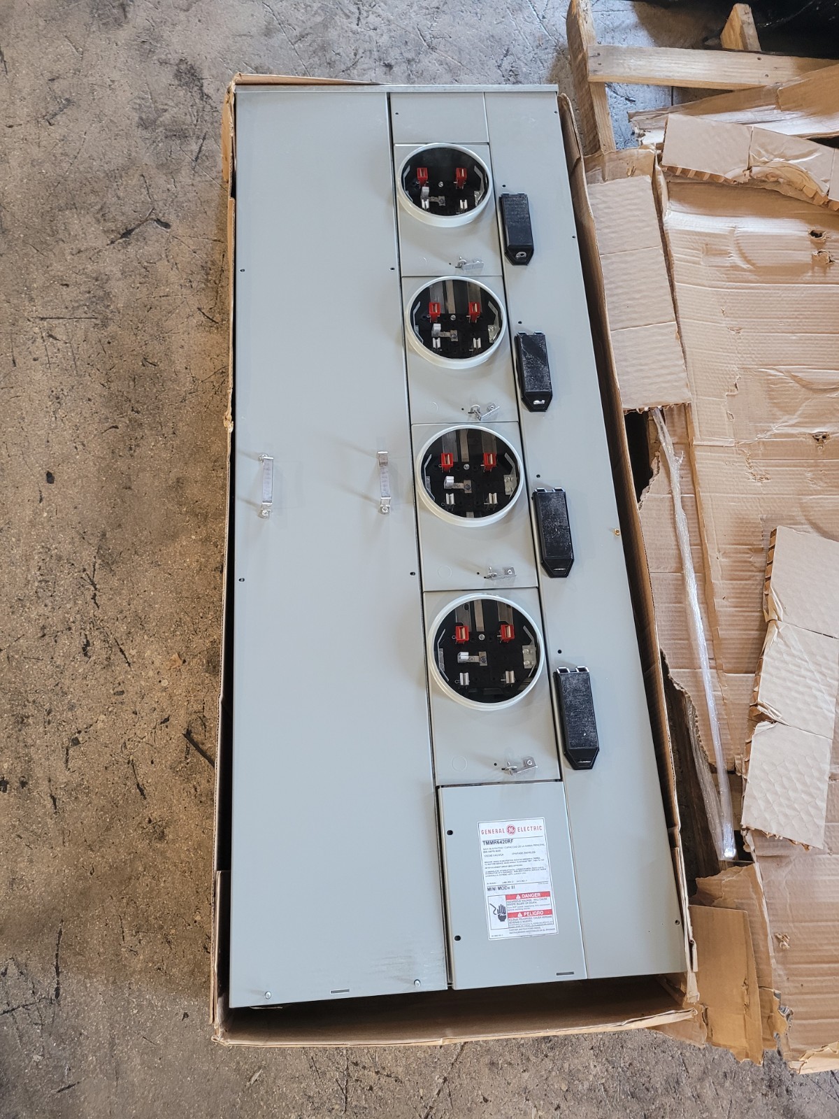 Meter Stack 4-Gang Ringless GE Mini Mod III TMMR6420RF Meg Combo 600A/200A 1-Ph