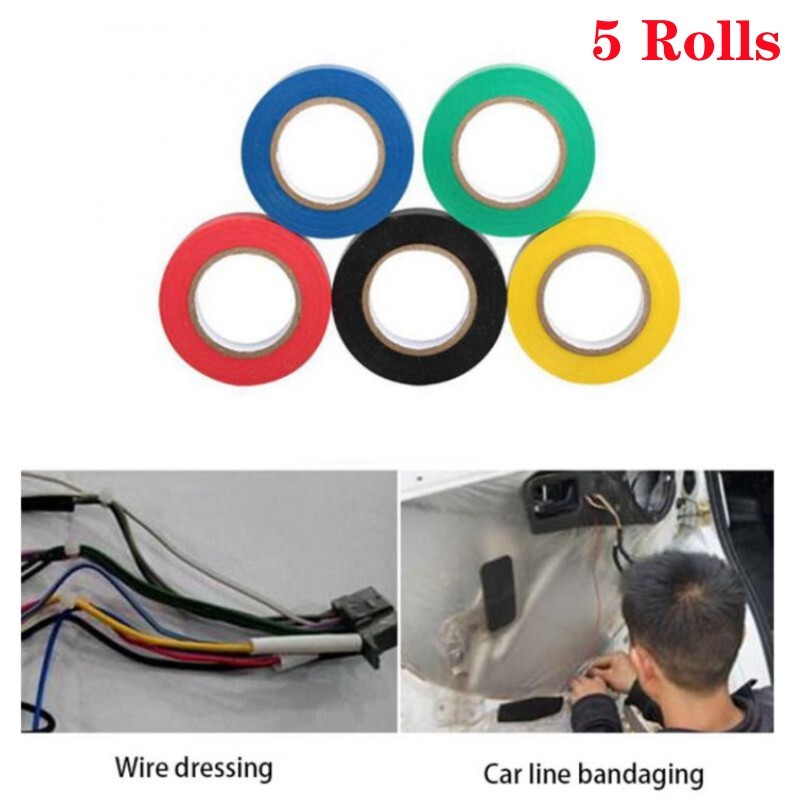 Electrical Wire Tape 5 Pack Set Assorted Colors Flame Retardant General Purpose