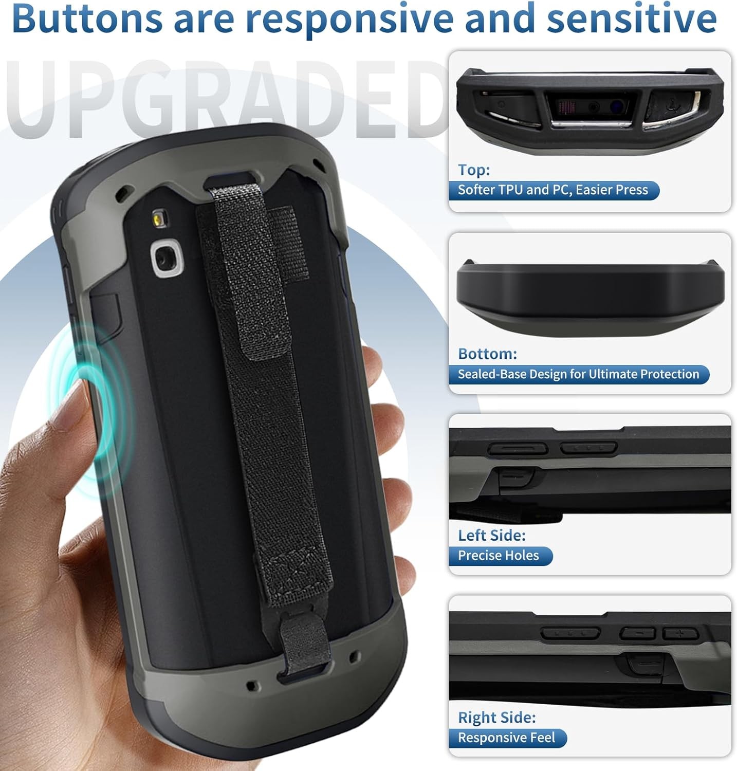 Upgraded Protective Cover Case w/ Strap for Zebra TC51 TC52 TC56 TC57 TC510K