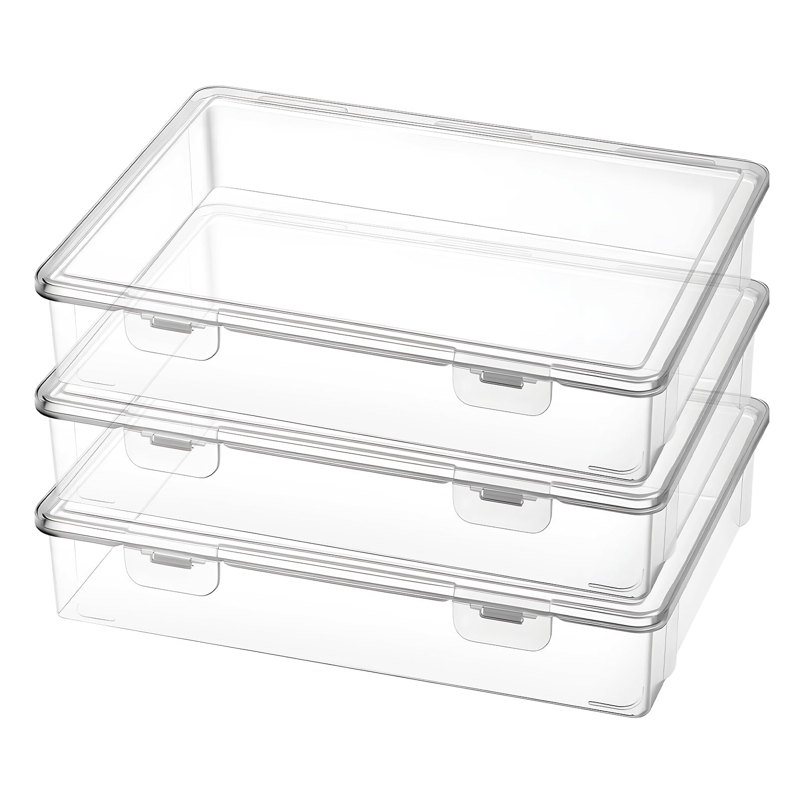 3 Pack Plastic Pencil Case , 9.06×6.69×1.97 Inch Stackable Clear Plastic Stor…