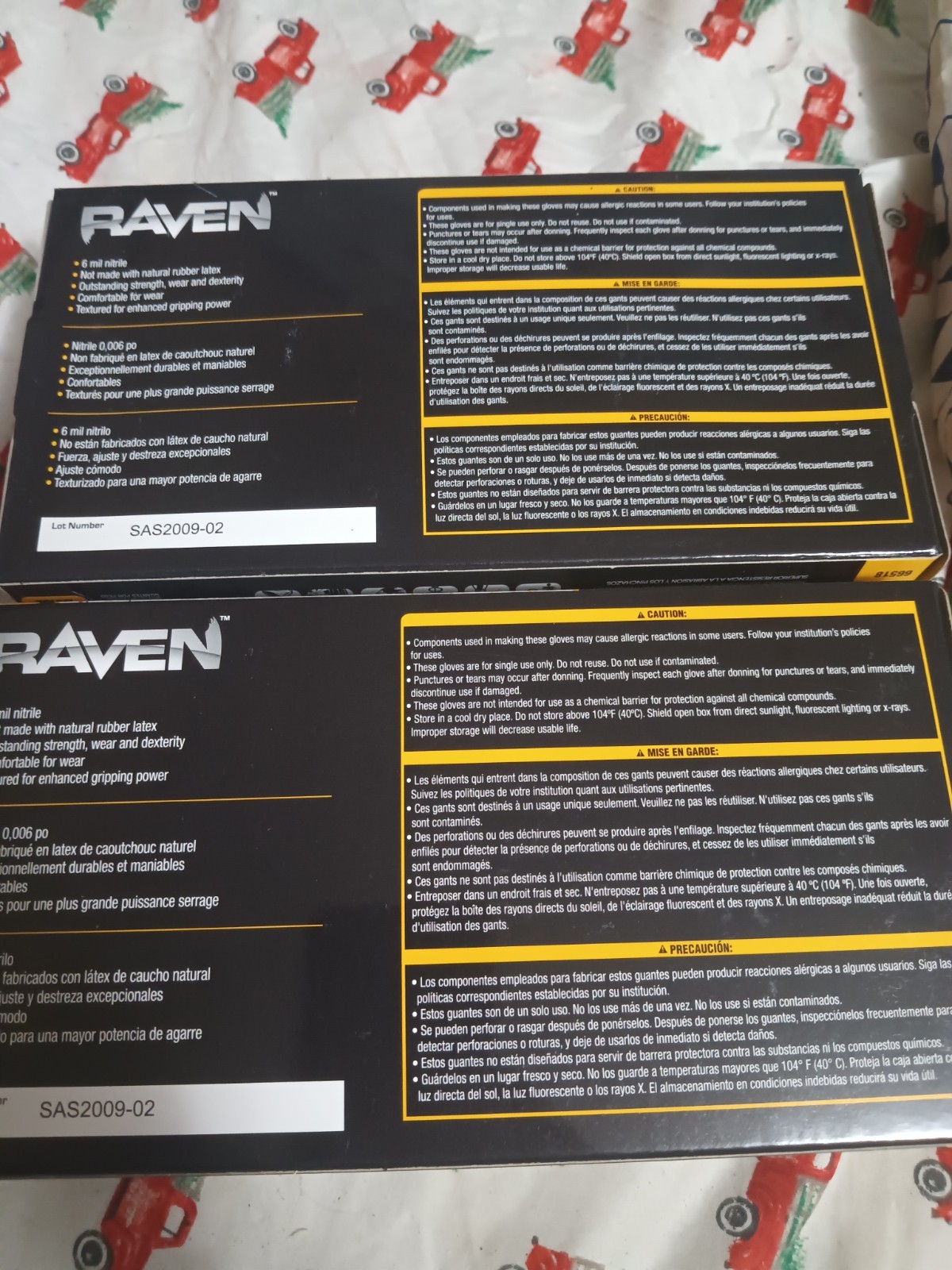 2 Boxes of 100 SAS Raven 6 MIL Size L Gloves-200 Total Gloves