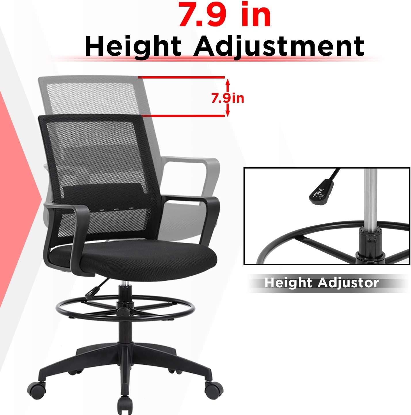 Comfortable Drafting Chair for Home Office with Easy Assembly and Durability