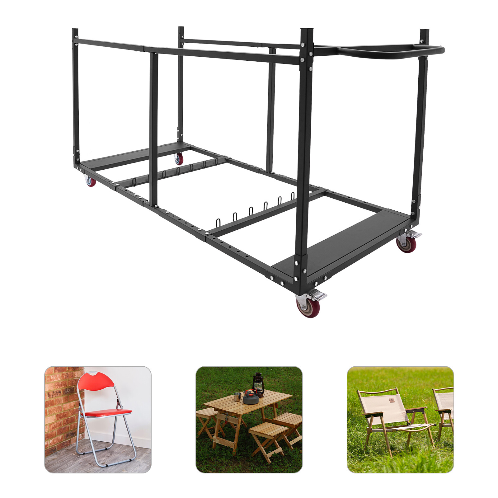 Folding Table Cart Folding Table Trolley Q235 Steel Table Storage Rack Desk