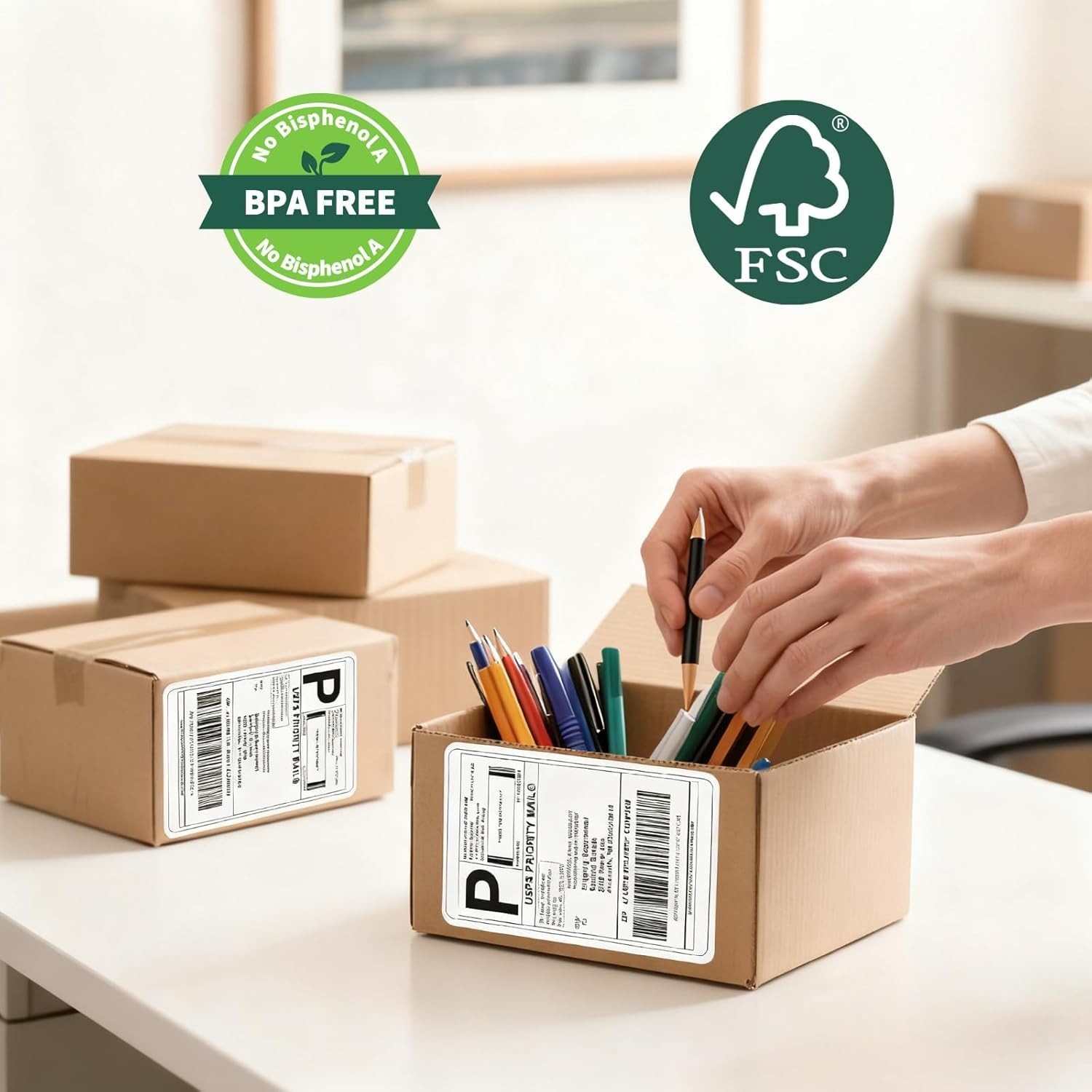 100 4×6 Thermal Labels 100/Stack, Shipping Thermal Labels 4×6 Fanfold Compati…