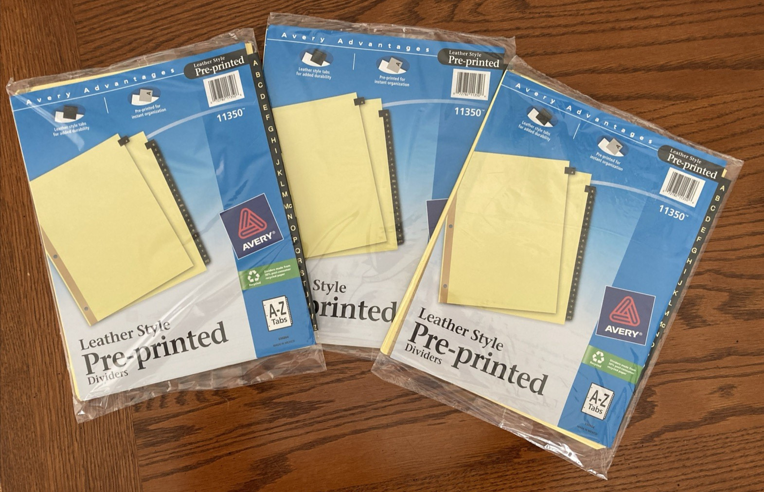 Avery Dividers A-Z Leather Style Tabs Pre-Printed 3 Hole Punched 8.5×11 Lot Of 3