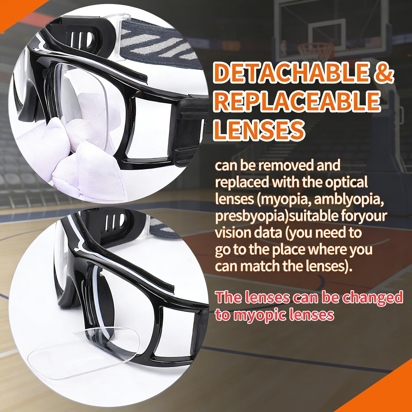 Sport Glasses Shock Collision Anti Fog for Men Women – Basketball Football