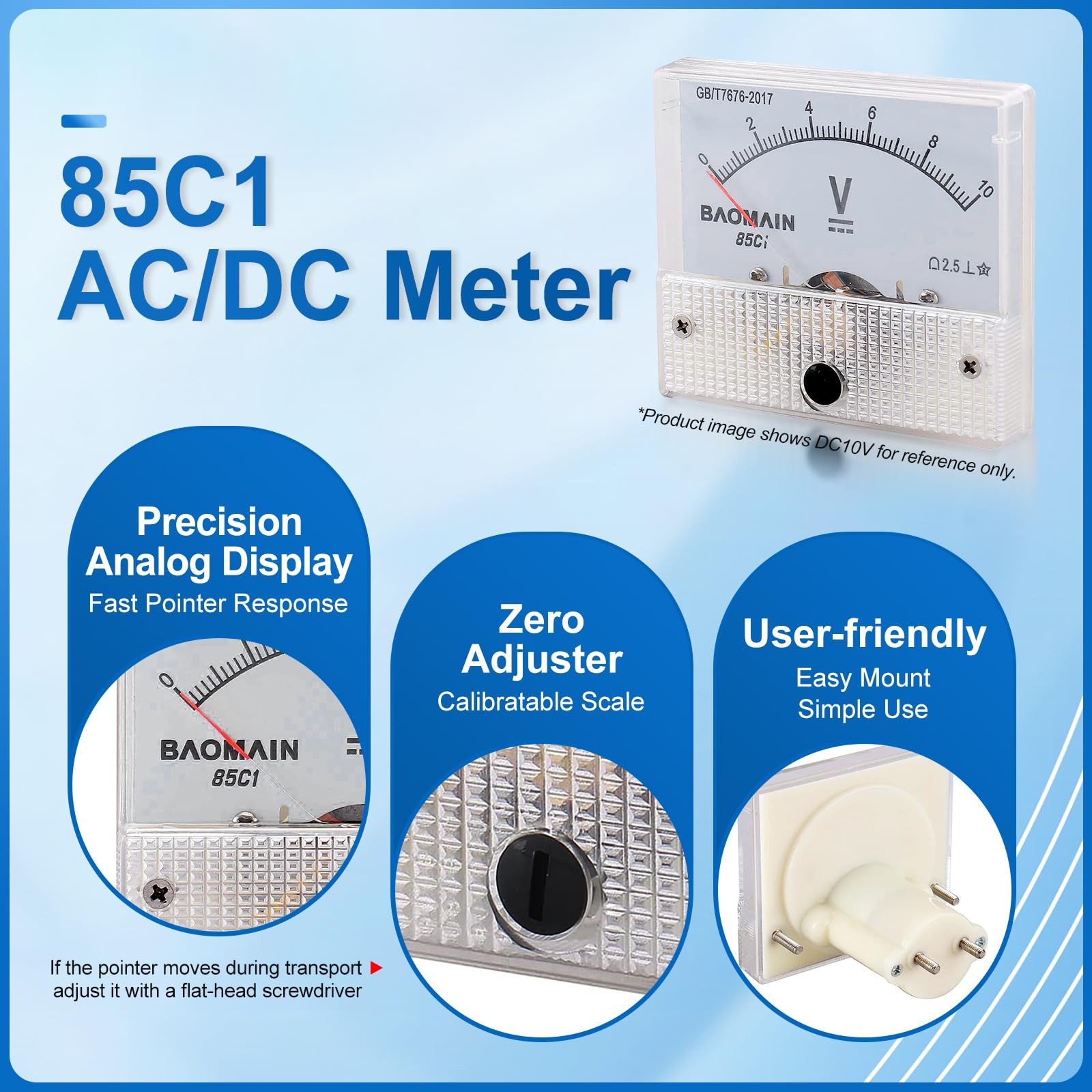 Analog Ammeter 85C1 DC 0-500mA Micro Amp Gauge Current Measurement Panel Meter