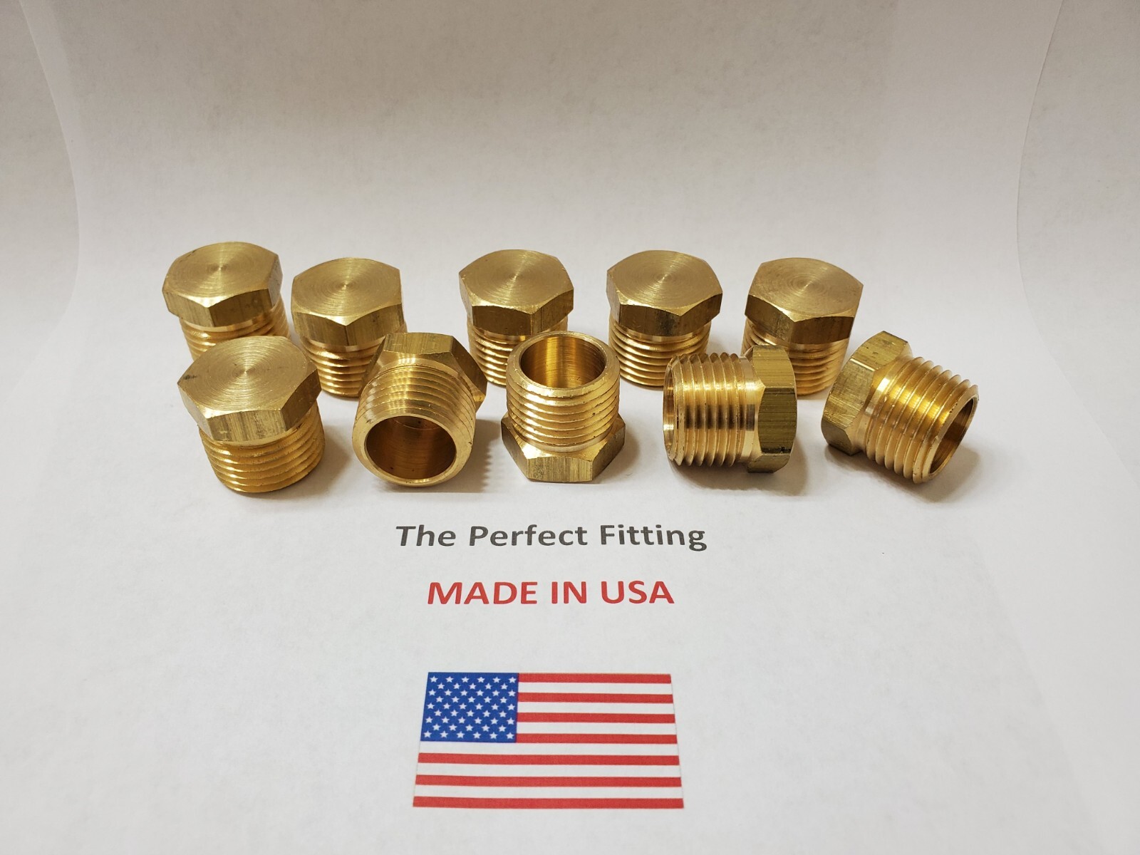 (10 pcs.) 1/2″ Male NPT Brass Hex Head Plug Made in USA