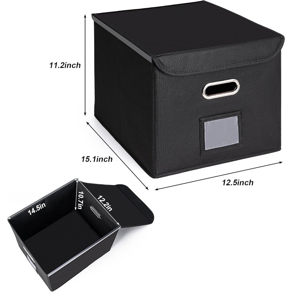 Large Hanging File Organizer Box with Lid, Portable Collapsible Storage File Box