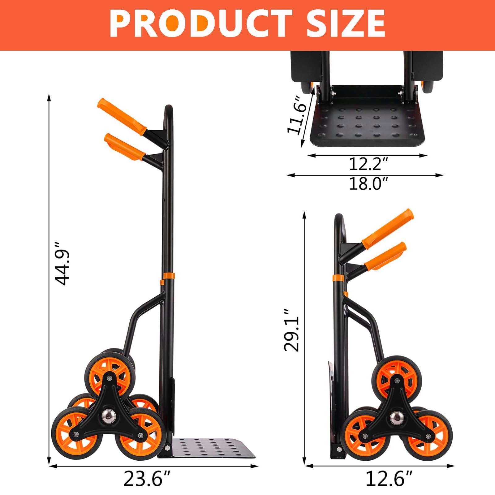 Stair Climber Hand Truck Dolly Heavy Duty Stair Climbing Cart 440 Lbs Capacity