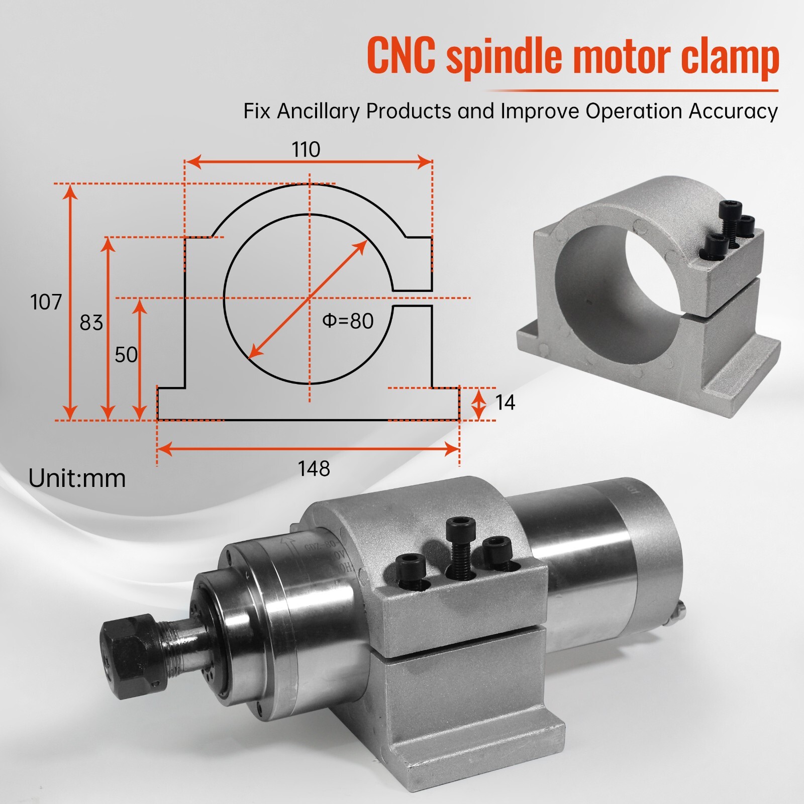 US SHIP】2.2KW 220V Water Cooled CNC Spindle Motor+VFD Driver Inverter+80mm Mount