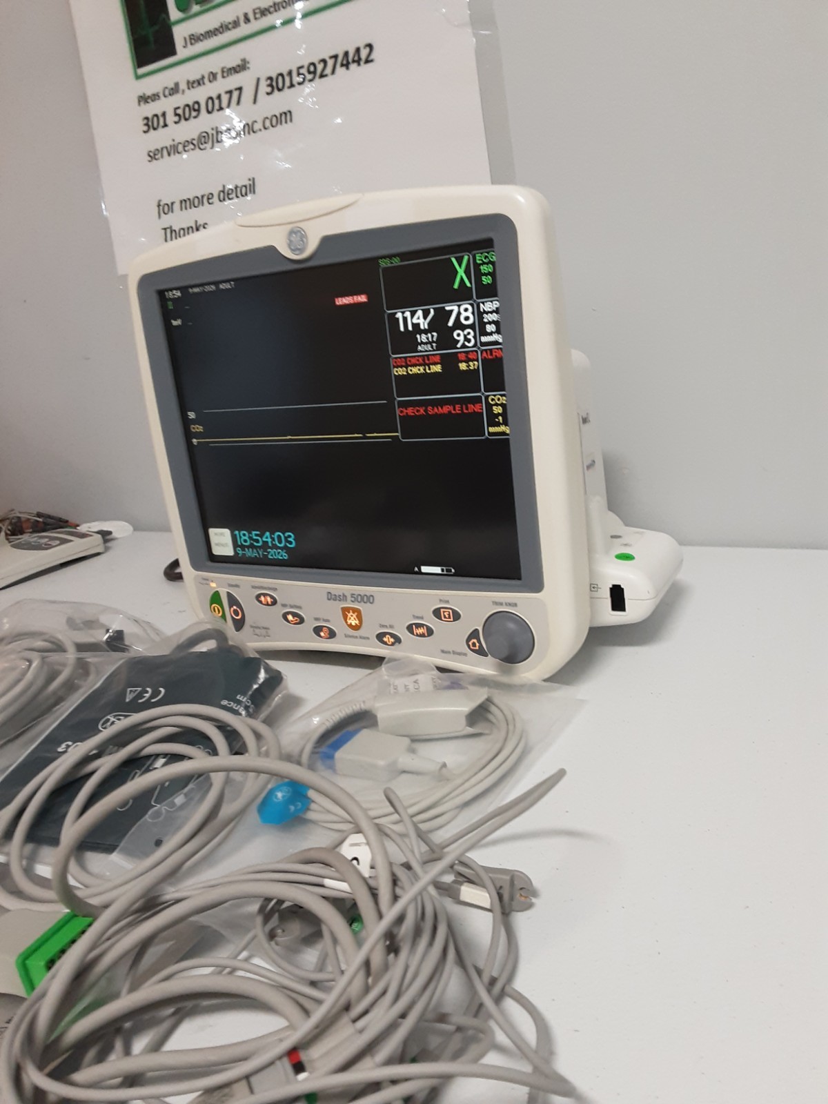 GE Dash 5000 massimo sp02 and soft 7.3 with 4 IBP and Co2 , 90 DAYS FREE RETURN