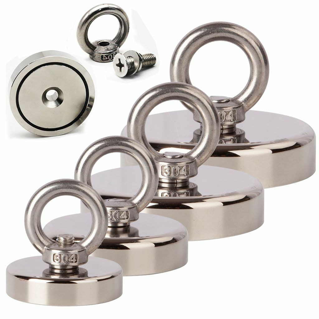 100-1000LB FISHING MAGNET KIT UPTO PULL FORCE STRONG NEODYMIUM TREASURE HUNT US