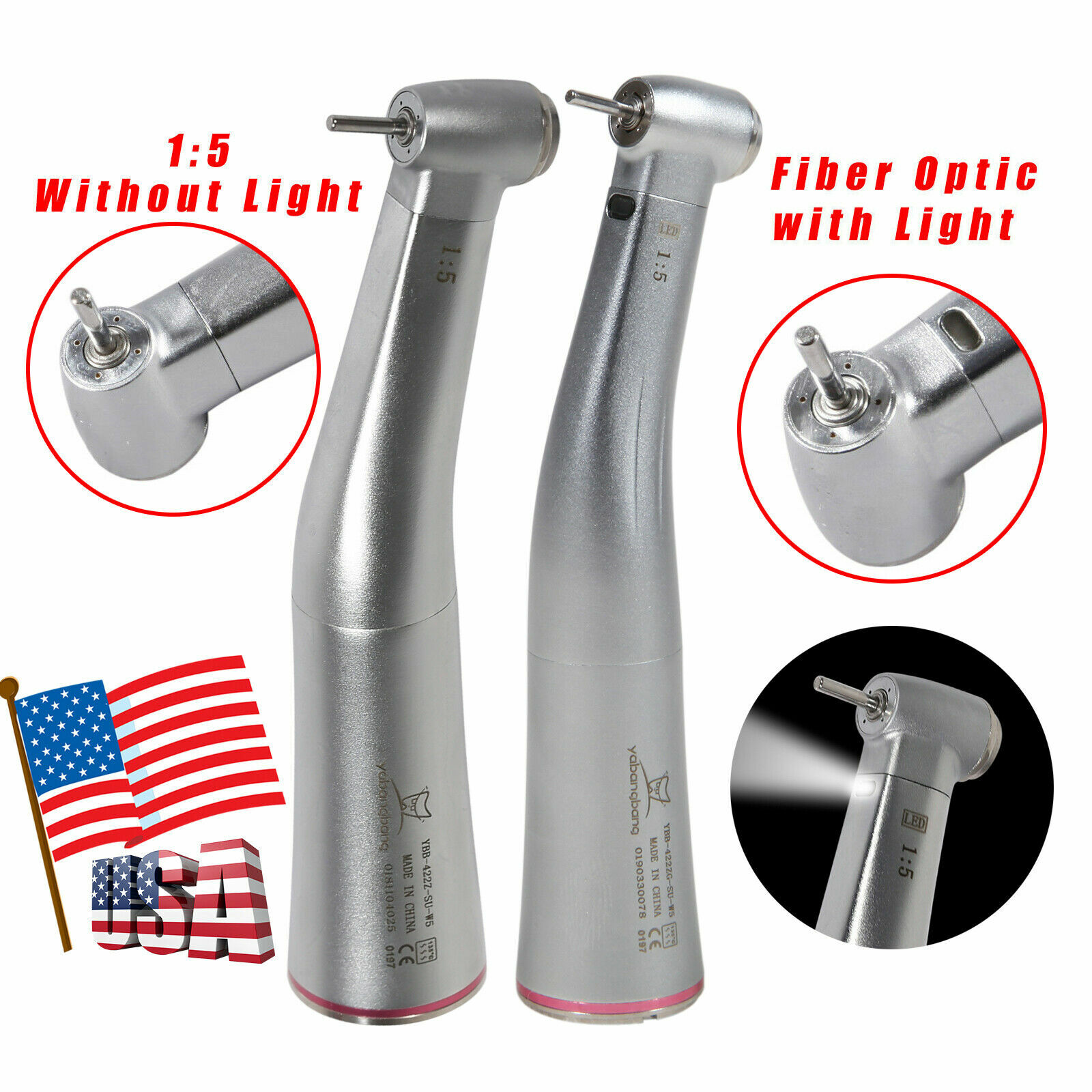 Yabangbang Dental High Speed Handpiece /1:5 Increasing Electric Contra Angle USA