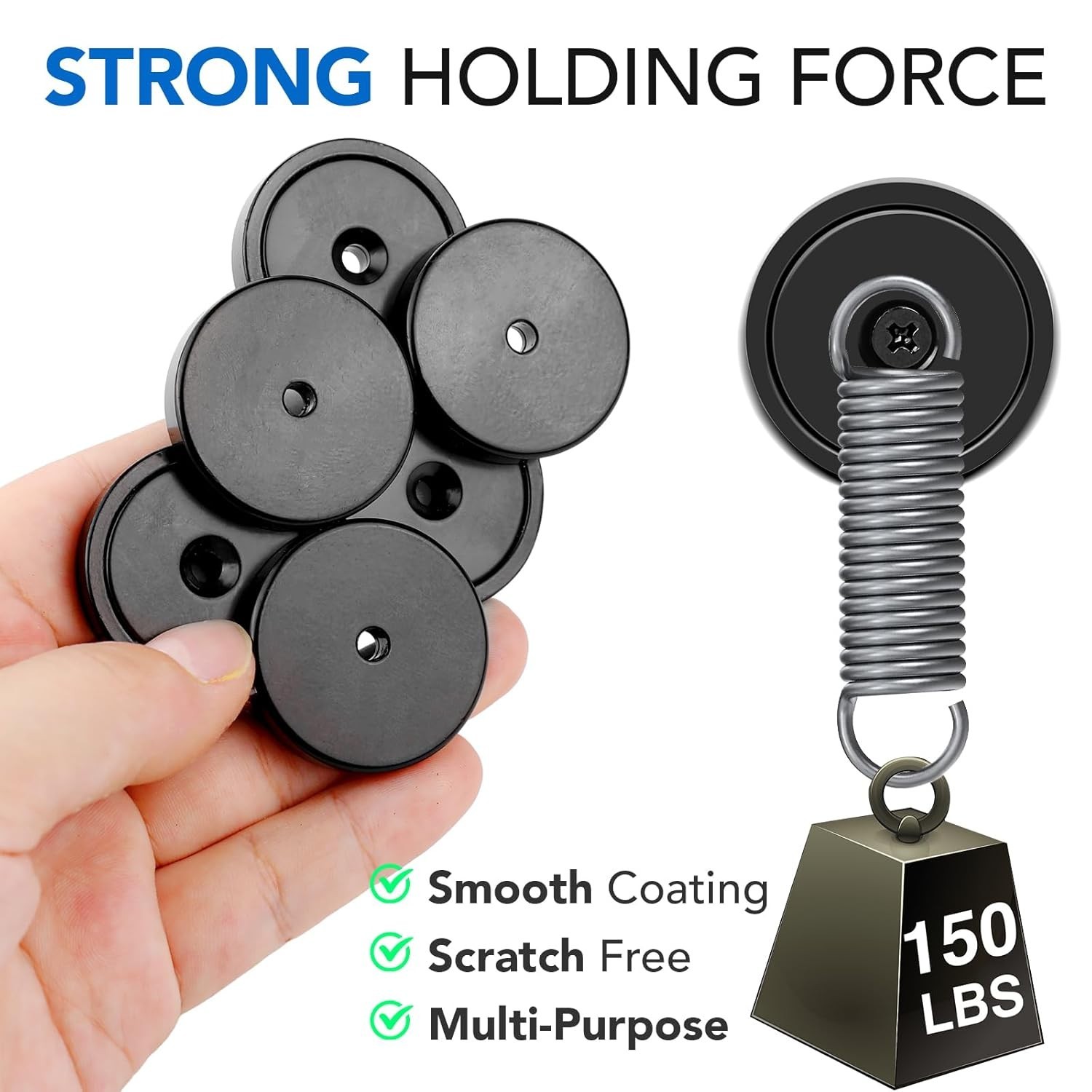 Heavy Duty Magnets with Hole 150LB Strong Neodymium Wall Mount Magnets 6 Pack
