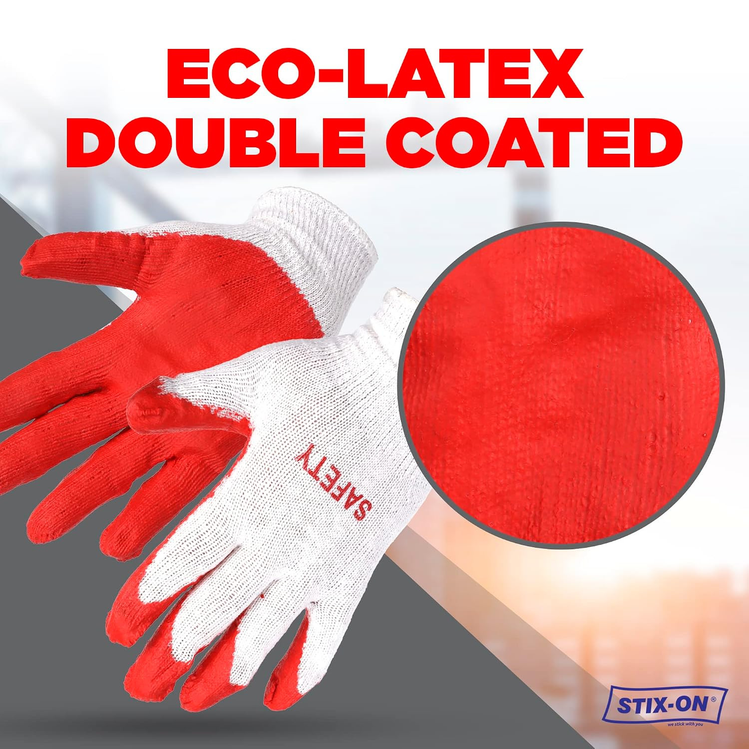 SAFETY Non-Slip 200 Pairs Red Latex Cotton Multi-Purpose Work Gloves- Nitrile Di