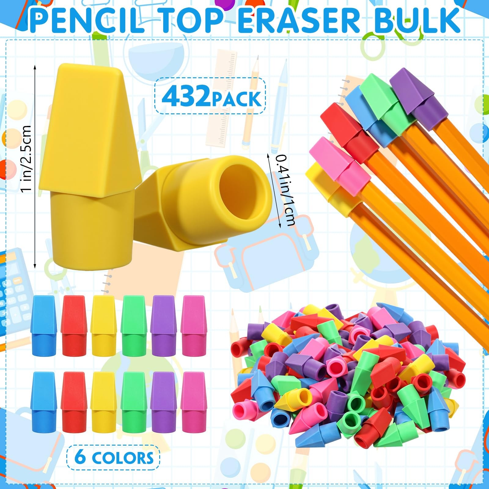 AmazingSpark 72 Pcs Pencil Sharpener with 432 Pcs Pencil Top Eraser Back to S…
