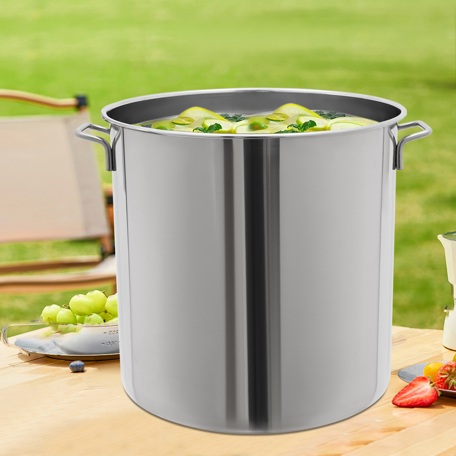 40L/42.27Qt Seafood Boil Pot Stainless Steel Shrimp Boil Stock Pot w/ Basket