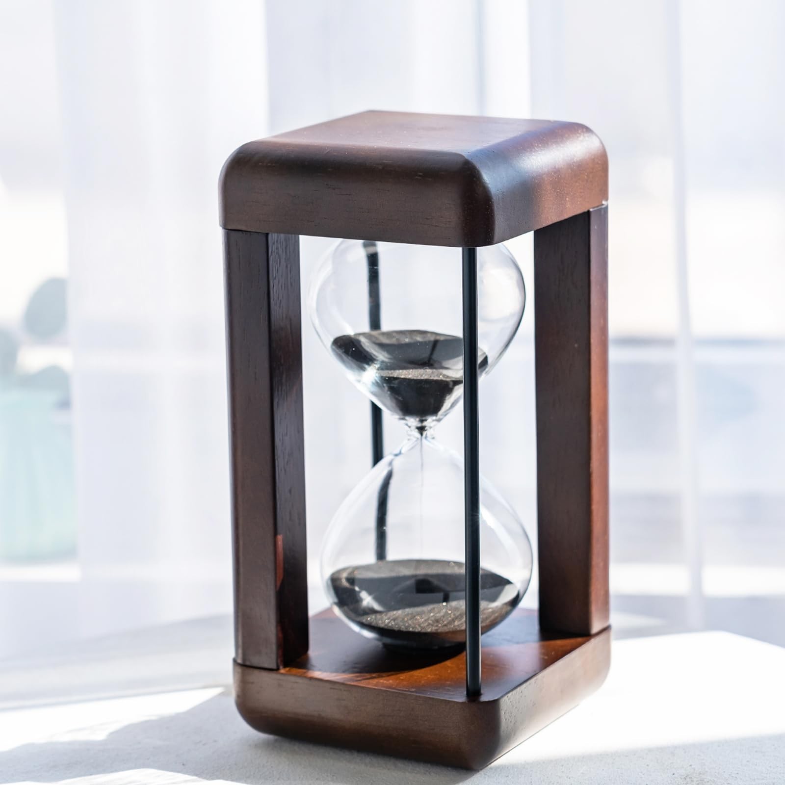 Lmzxmcy Large Walnut 60 Minute Hourglass Black – Home Office Decor
