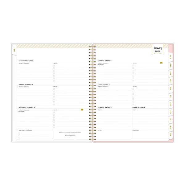B 2026 Weekly/Monthly Planner 8.5"x11" Rose Pink Floral
