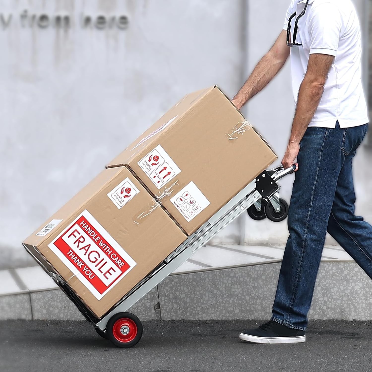 Heavy Duty 2-in-1 Aluminum Folding Hand Truck – 400 lbs Capacity & Rubber Wheels