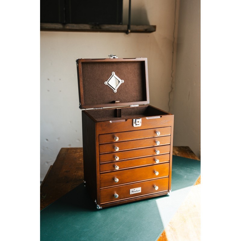 GI-T16-D Gerstner International Dark Oak 6-Drawer Collector’s Chest
