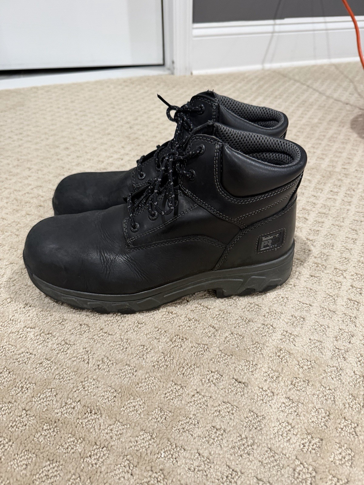 Timberland PRO Black Leather Steel toe Ankle Work Boots RuggedTread Sole Size 11