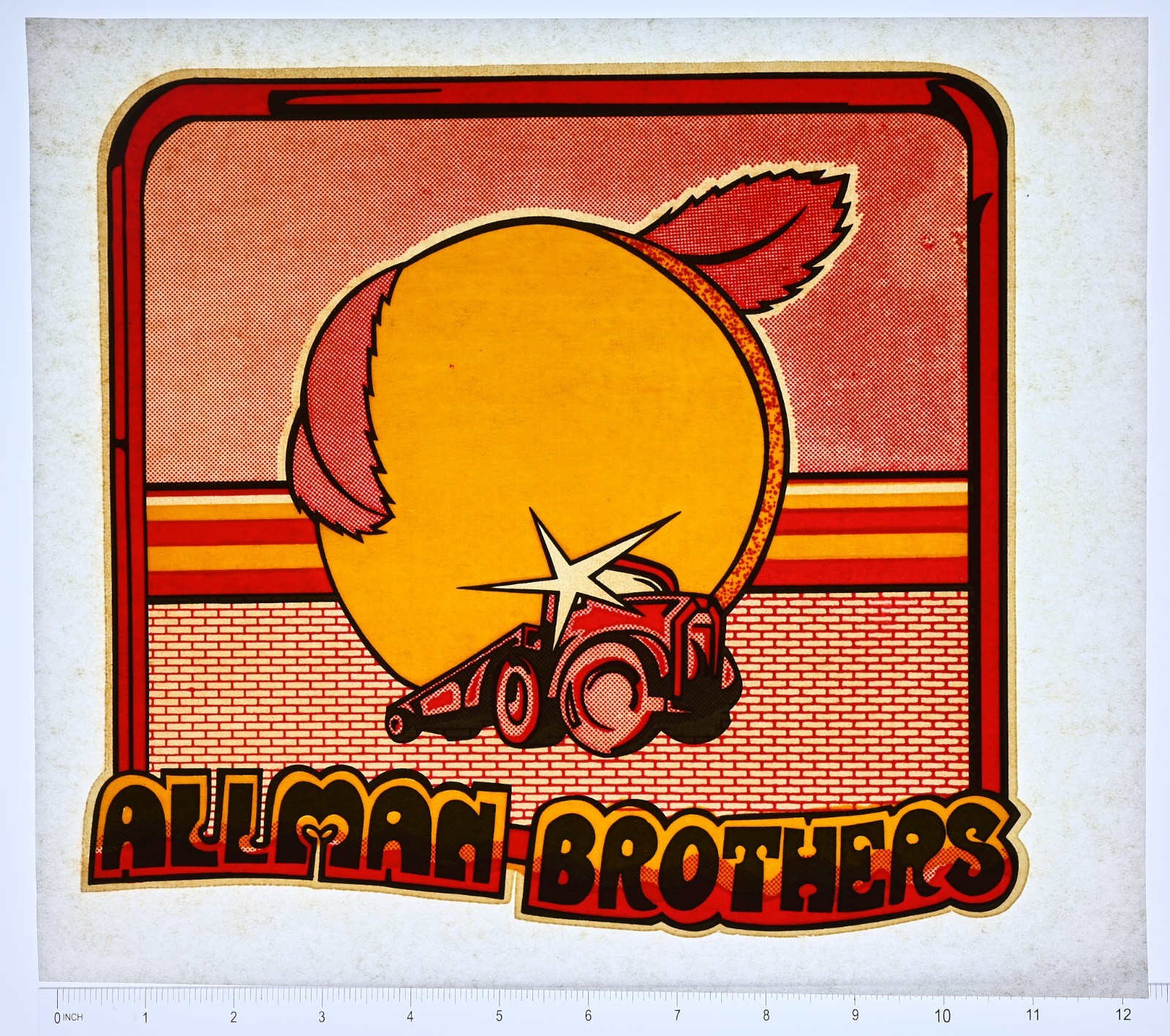 Original VINTAGE 1970s Heat Transfer | Allman Brothers Band Peach Logo