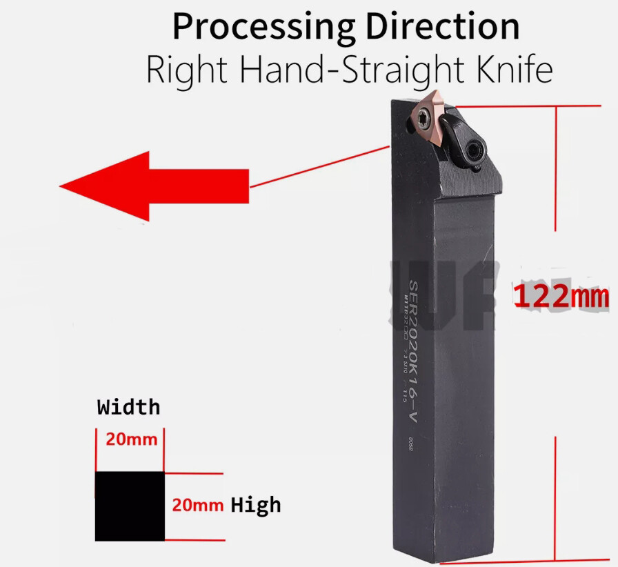 20mm Lathe Threading Turning Tool Holder Vertical + 60° Carbide Threading Insert