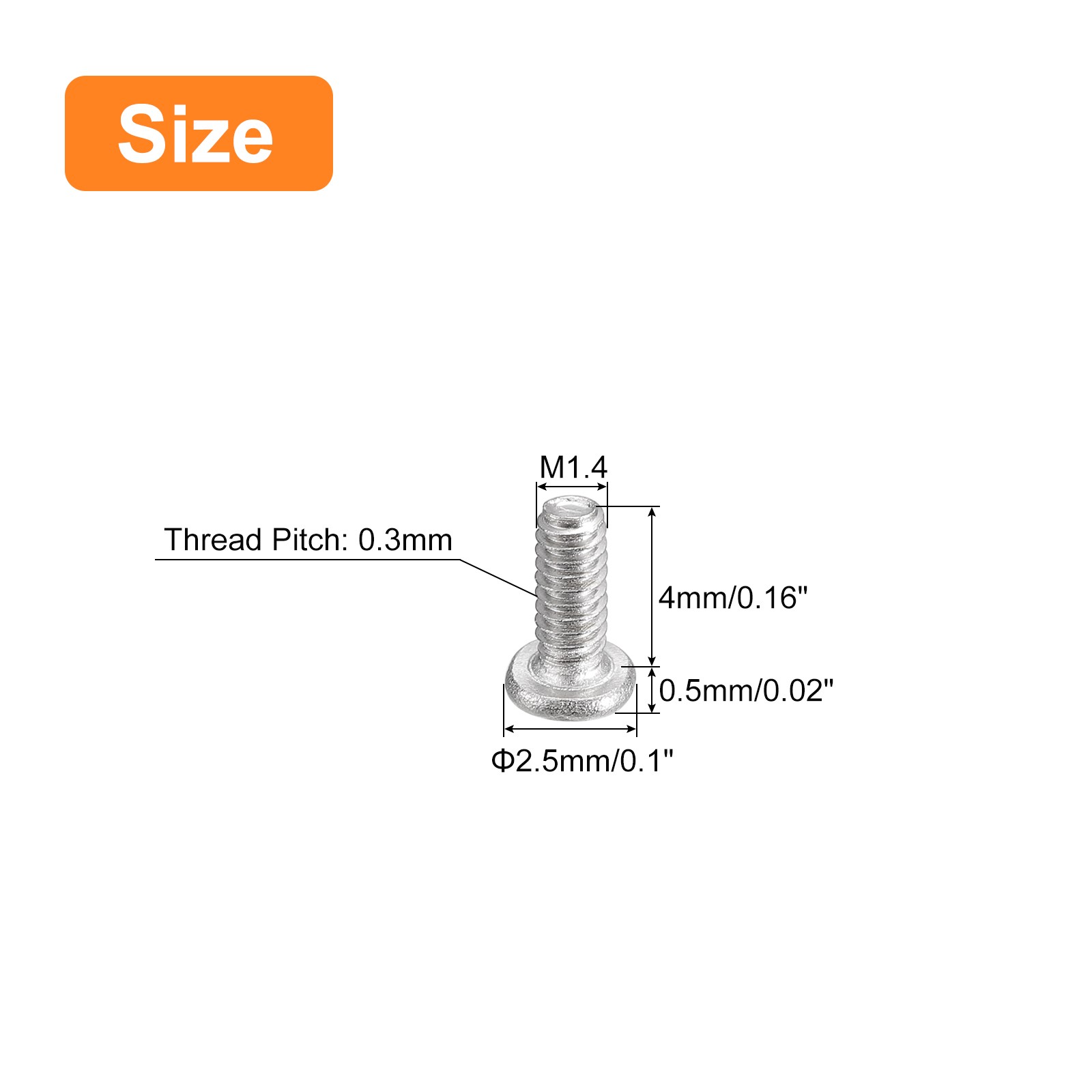 50Pcs M1.4-0.3 x 4mm Metal Flat Round Head Screws Phillips Drive Machine Bolt