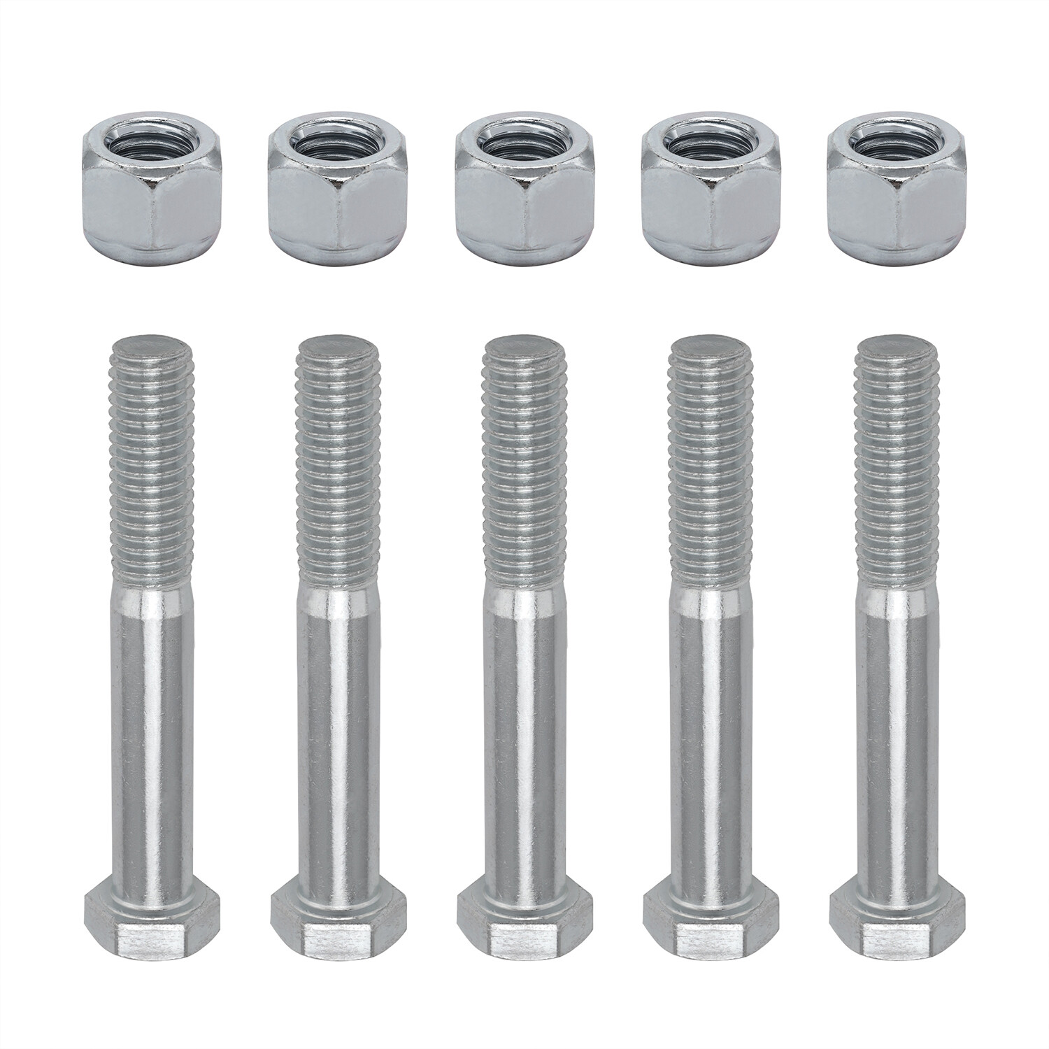 Grade 2 Shear Bolts for Rotary Cutters 1/2″ x 3-1/2″ with Nylock Nuts – 5 Pack
