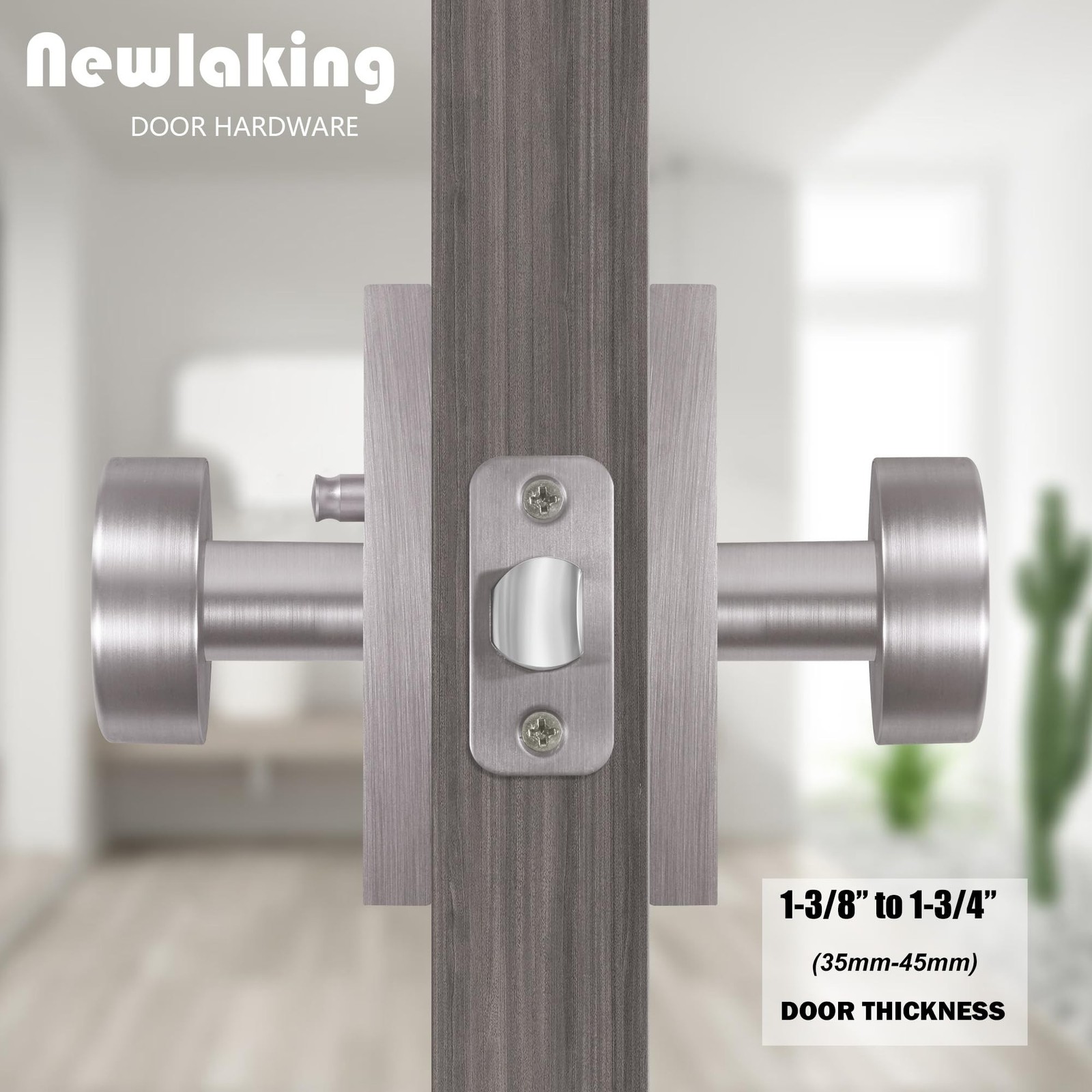 Zinc Alloy Privacy Door Knob with Lock, Brushed Nickel | Door Knob for Bedroo…