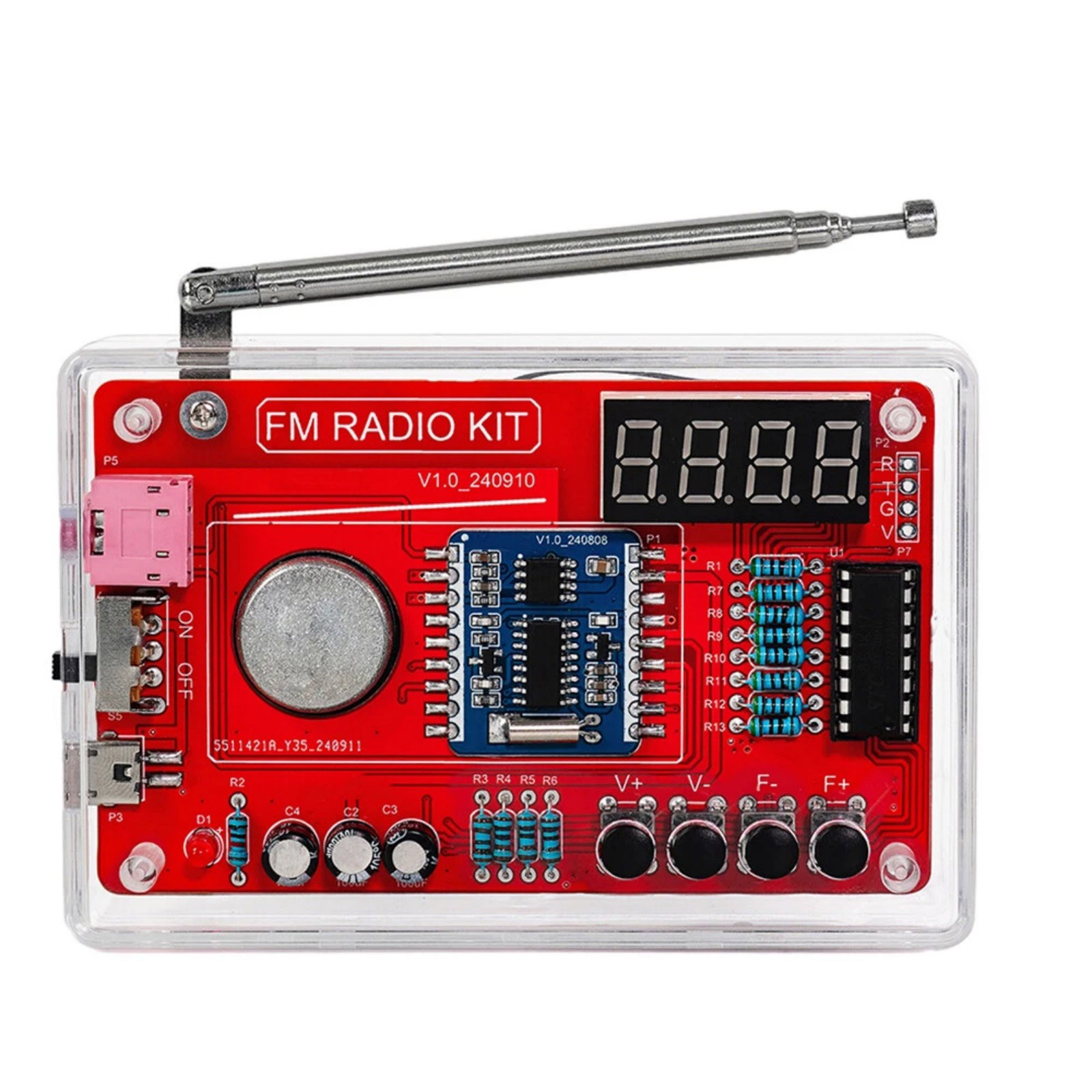 Educational RDA5807 FM Radio DIY Kit 87-108MHz with 15 Sound Level Adjustments