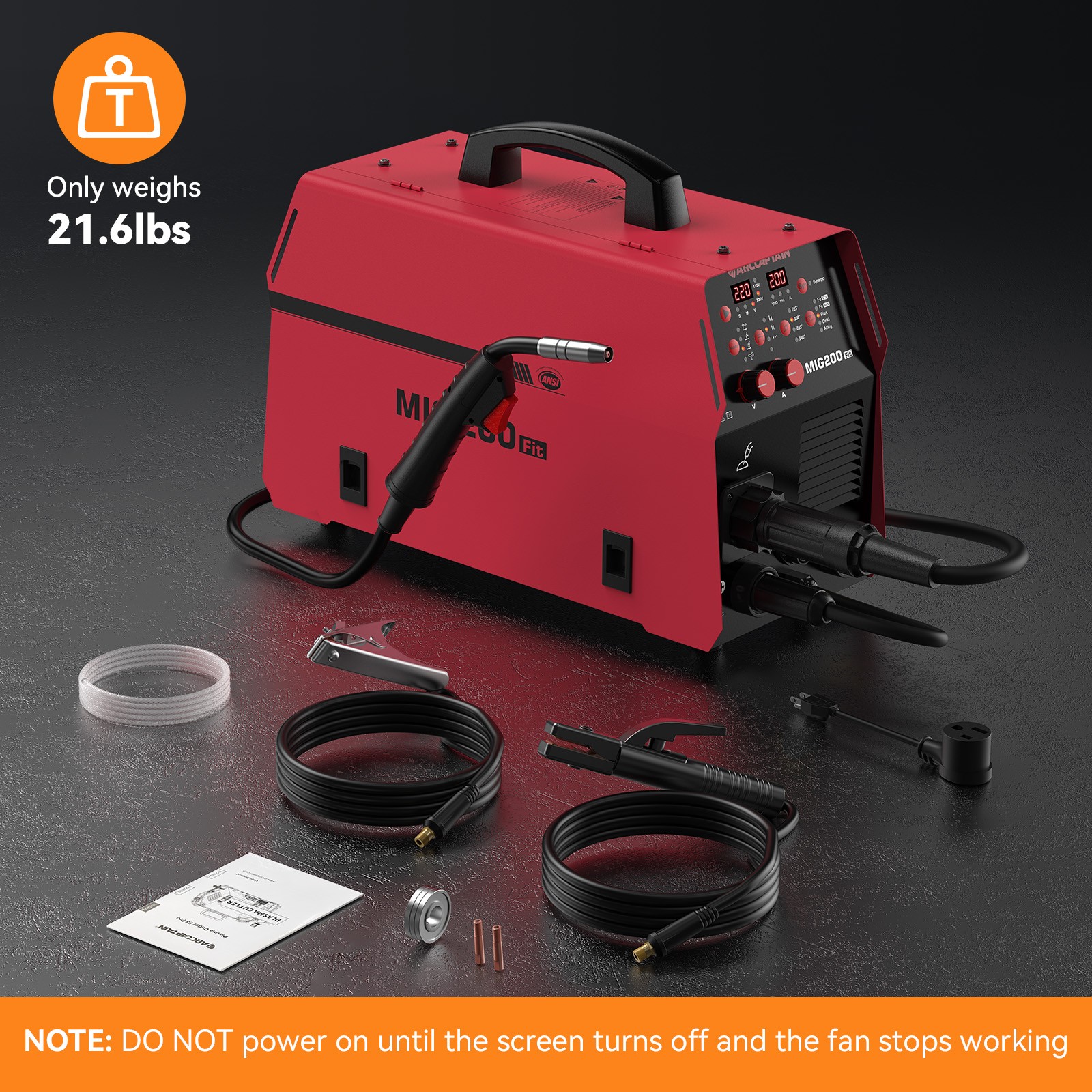 ARCCAPTAIN 200A MIG Welder 6 in 1 Welding Machine Gas/Flux/Lift TIG/MMA/Spot