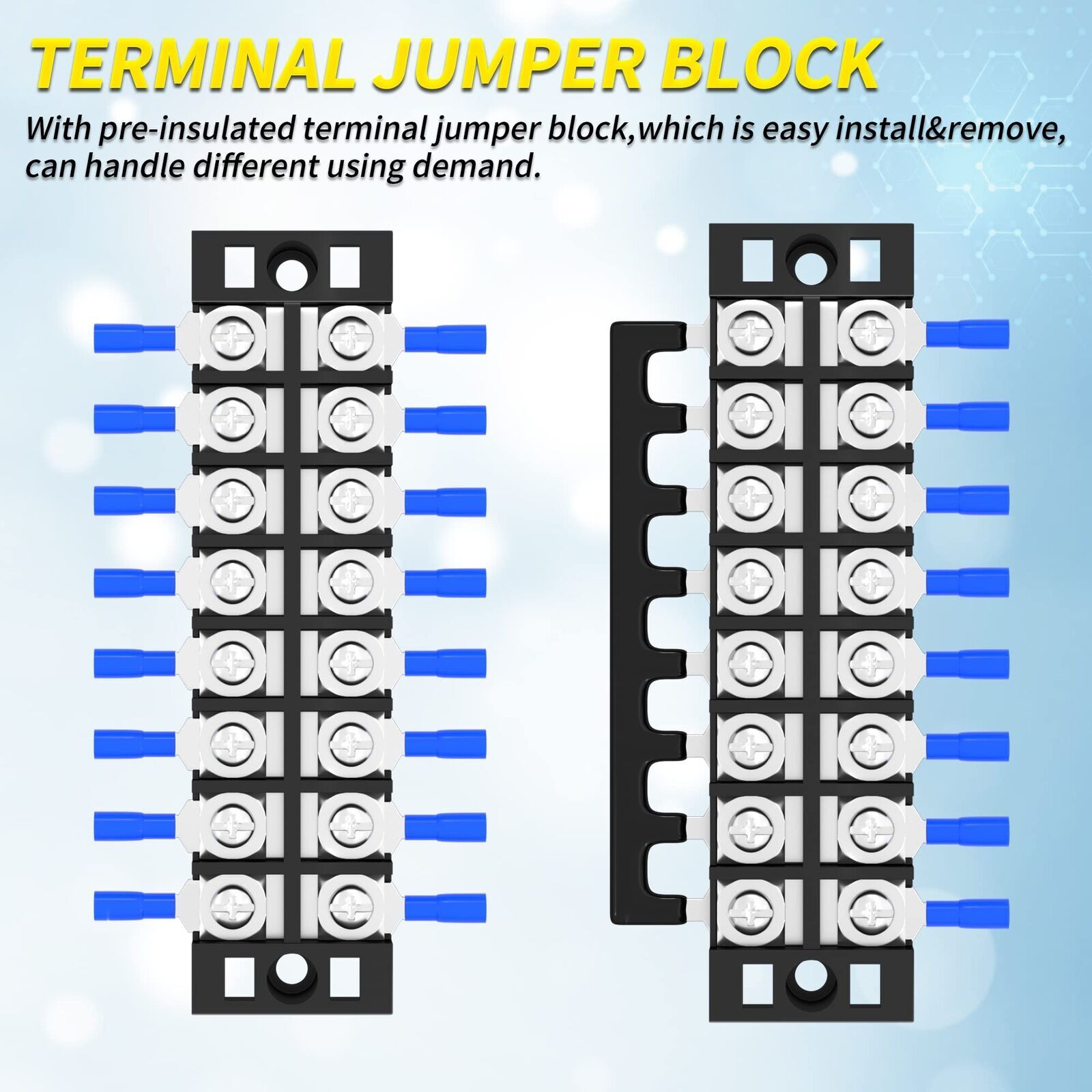 8 Position Terminal Block 25A 600V Dual Row Screw Terminal Strip Dual Row wit