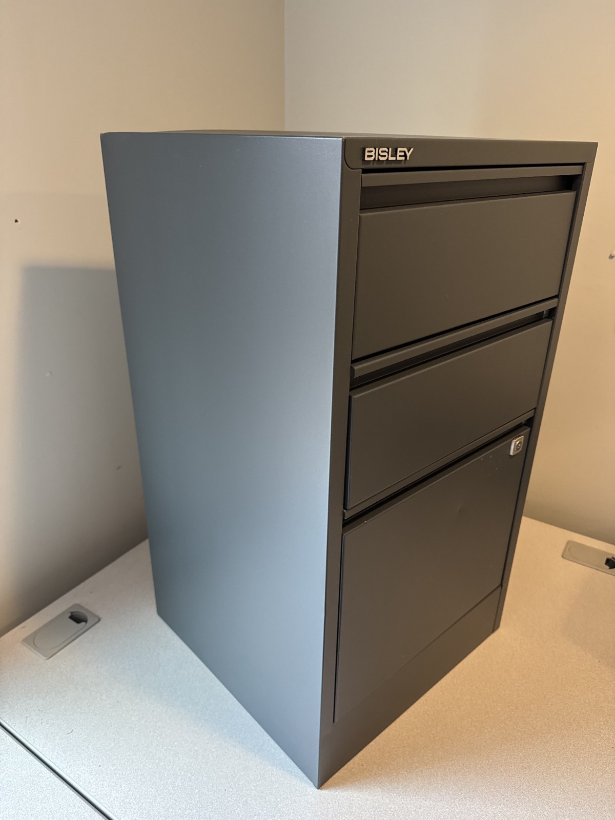NEW! Bisley 3-Drawer Flush Front File Cabinet – Anthracite **REDUCED PRICE**