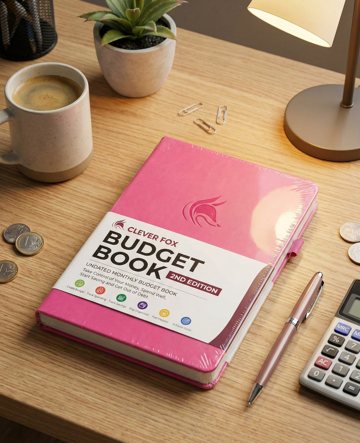 Clever Fox Budget Book 2nd Edition – Undated Monthly Budget Planner (Hot Pink)