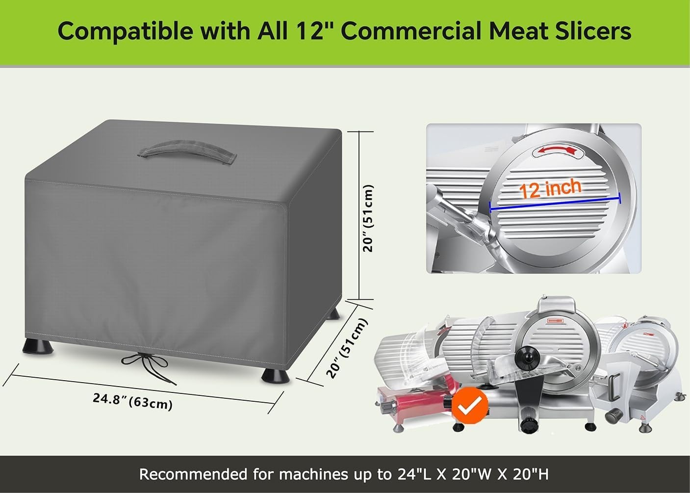 Meat Slicer Dust Cover for 12″ Commercial Slicers, 24″ L x 20″ W x 20″ H, Com…